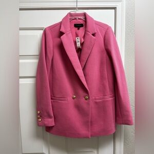 Talbots NWT Size 10 pink ponte knit gold button blazer